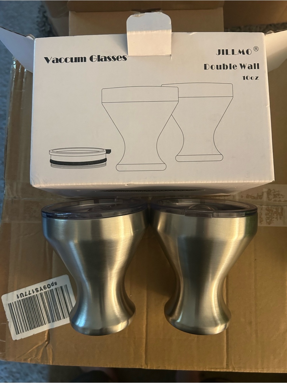 JILLMO Double Wall martini tumbler set - Stainless Steel Silver (Set of 2)